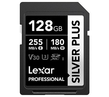 Lexar SDXC 128GB Professional Silver Plus UHS-I V30 (Read 255MB/s and Write 180MB/s)
