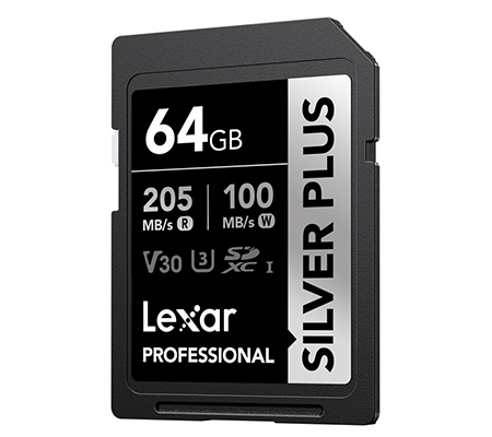 Lexar SDXC 64GB Professional Silver Plus UHS-I V30 (Read 205MB/s and Write 100MB/s)