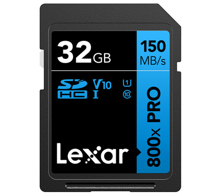 Lexar SDHC 32GB High-Performance 800x PRO UHS-I V10 (Read 150MB/s and Write 45MB/s)