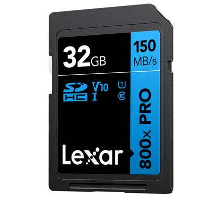 Lexar SDHC 32GB High-Performance 800x PRO UHS-I V10 (Read 150MB/s and Write 45MB/s)