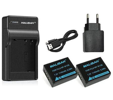 Malibah Battery NP-W126 Dual Battery+Charger for Fujifilm for XA/XE/XPRO/XT10/XT20/XT30
