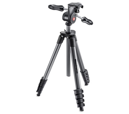 Manfrotto Compact Advanced Aluminum Tripod 3-way head (MKCOMPACTADV-BK)