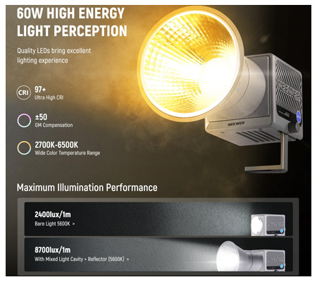 Neewer HS60C 60W Portable RGB LED Video Light