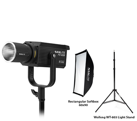 Nanlite FS-60B Bundling with Rectangle Softbox 60x90cm + Weifeng WT-803 Light Stand