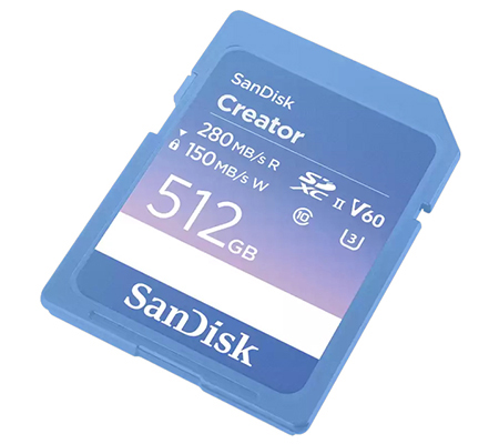 SanDisk SDXC Creator 512GB UHS-II V60 (Read 280MB/s and Write 150MB/s)