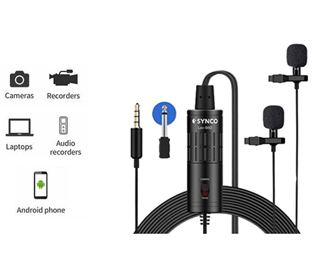 SYNCO Lav S6D Dual Lavalier Microphone for Camera Smartphone Laptop