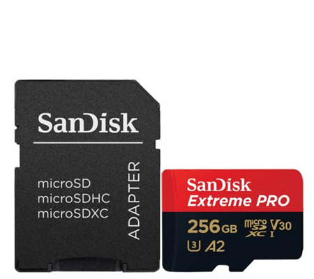 SanDisk Micro SDXC Extreme Pro 256GB UHS-I V30 (Read 200MB/s and Write 140MB/s)