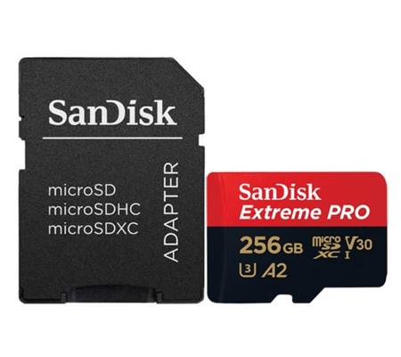 SanDisk Micro SDXC Extreme Pro 256GB UHS-I V30 (Read 200MB/s and Write 140MB/s)