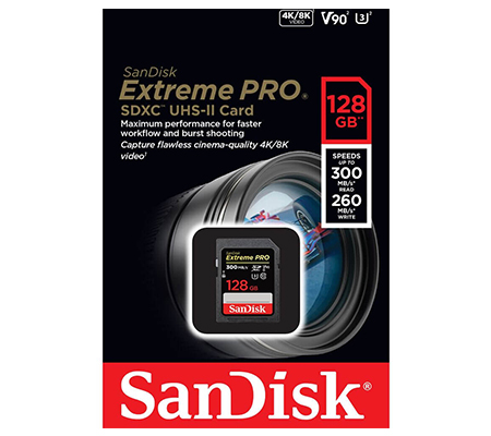 SanDisk SDXC Extreme Pro UHS-II 128GB (300MB/sec Read and 260MB/sec Write)