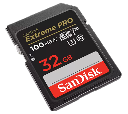 Sandisk SDXC Extreme Pro 32GB UHS-I V30 (Read 100MB/s and Write 90MB/s)