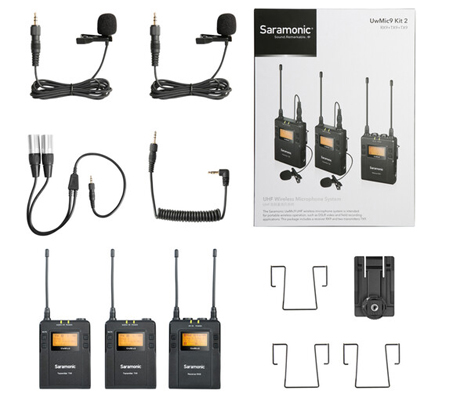 Saramonic UwMic9 Kit2 TX9+TX9+RX9 Camera-Mount Wireless Omni Lavalier Microphone System