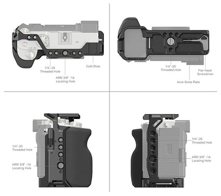 SmallRig Camera Cage with Silicone Side Handle for Sony A7C 3212B