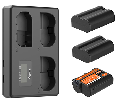 SmallRig EN-EL15C Triple Battery + Charger Kit for Nikon Camera 6018