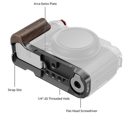 SmallRig L-Shape Mount Plate with Wooden Handle for Fujifilm X-M5 5260 Black