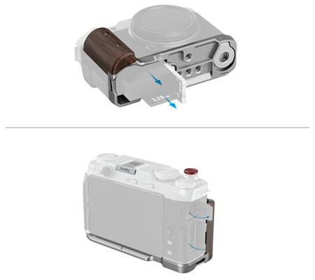 SmallRig L-Shape Mount Plate with Wooden Handle for Fujifilm X-M5 5261 Silver