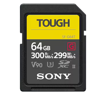 Sony SDXC SF-G Tough Series 64GB UHS-II V90 (Read 300MB/s and Write 299MB/s)