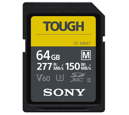 Sony SDXC SF-M Tough Series 64GB UHS-II U3 V60 (Read 277MB/s and Write 150MB/s)