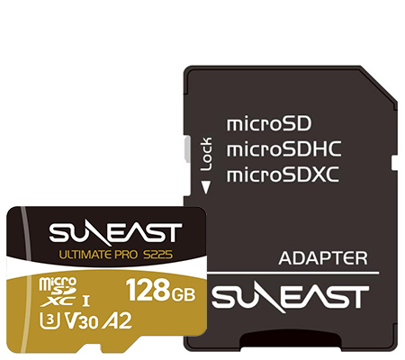 Suneast MicroSD 128GB 208MB/s UHS-I V30 Ultimate Pro S225 Gold Series SE-MS1128G23W1F
