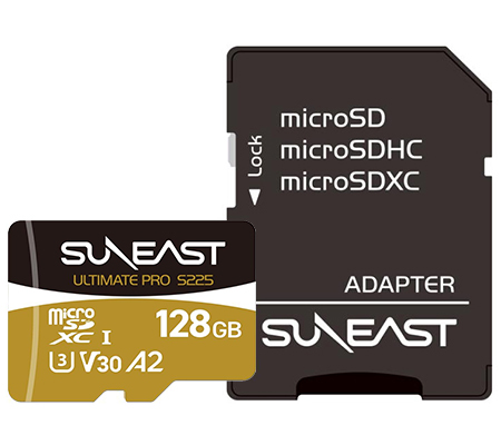 Suneast MicroSD 128GB 208MB/s UHS-I V30 Ultimate Pro S225 Gold Series SE-MS1128G23W1F