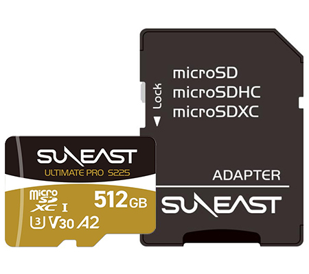 SUNEAST Scheda SD ULTIMATE PRO GOLD 512GB | V30 U3 208MB/s In Lettura | Per Video 4K E Foto