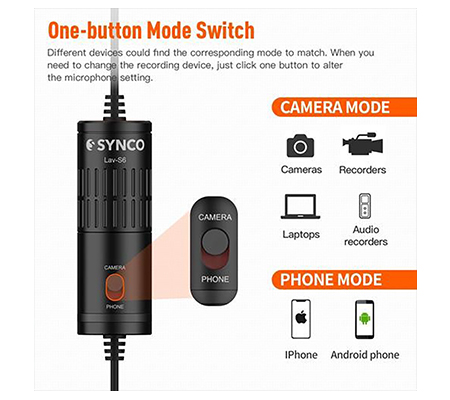 Synco Lav S6P Lavalier Microphone for DJI Osmo Pocket Hp Camera