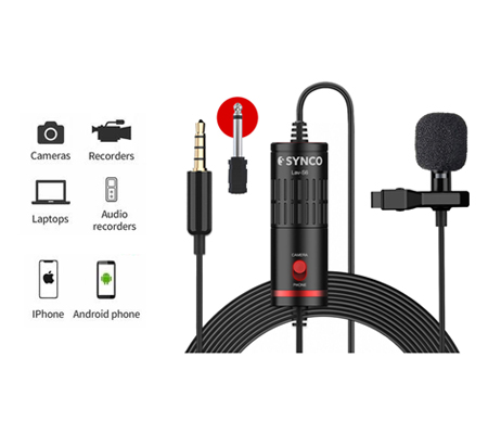 Synco Lav-S6 Omnidirectional Lavalier Microphone for Camera / Smartphones / Camcorders