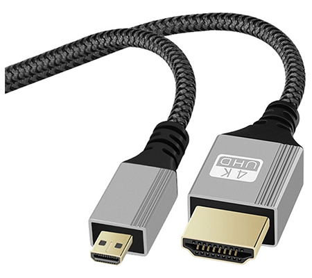 TetherPlus Micro HDMI to HDMI A V2.0 4K 10 Meter Nylon Braided TP-NUHDAMCM-1000