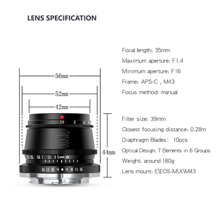 TTArtisan 35mm f/1.4 for Sony E Mount APSC Black