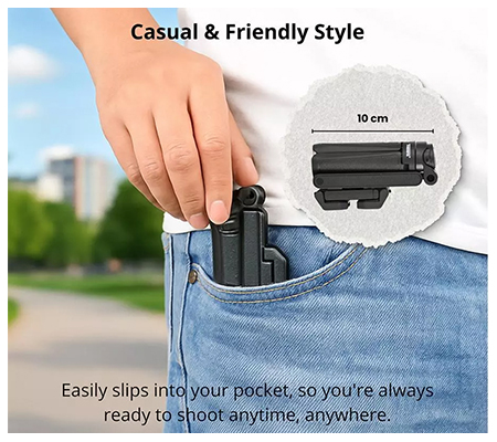 Takara HP-22 3-in-1 Extandable Grip Tripod Selfie Stick with Phone Holder Black