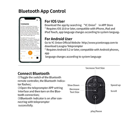 YC Onion Lasagna SE Teleprompter with App for Tablet Smartphone Camera