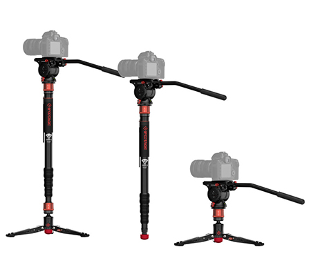 iFootage Cobra 3 A180T + Komodo K5 Fluid Head Carbon Fiber Monopod with Mini Tripod