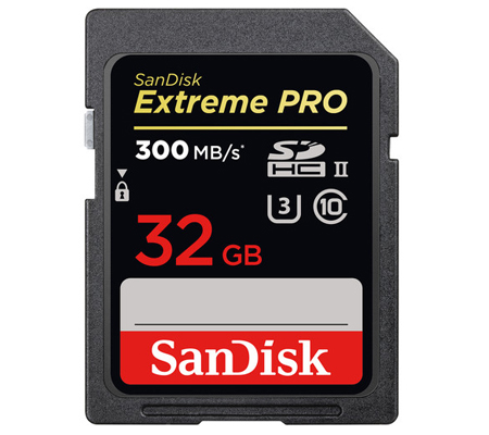 Sandisk SDHC Extreme Pro UHS-II 32GB (Read 300MB/s and Write 260MB/s)