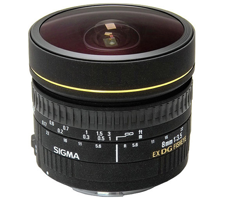 Sigma 8mm f/3.5 EX DG Circular Fisheye for Nikon F Mount Full Frame.