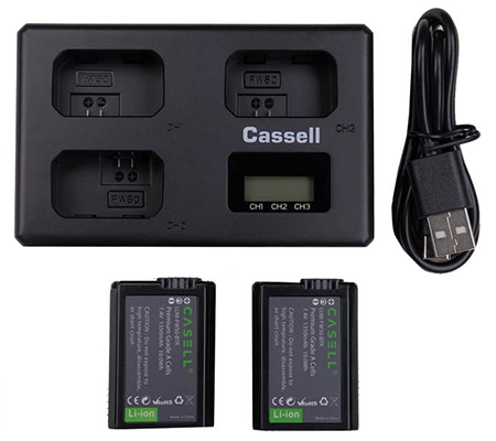 Casell Battery NP-FW50+Triple Charger for Sony ZV-E10/A7SII/A7S/A7RII/A7R/A7II/A7/A6500
