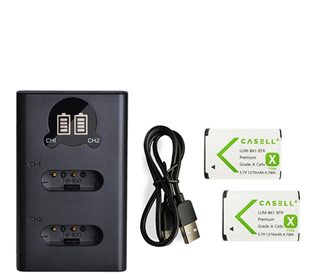 Casell Battery Pack NP-BX1 + Dual Charger for Sony ZV-1 II/ZV-1/ZV-1F/RX100 Series