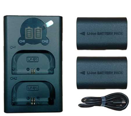Casell Battery LP-E6N+Dual Charger for Canon EOS 60D/70D/80D/7D/7D II/6D/6D II/5D Series