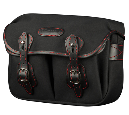 Billingham 50 Years Hadley Small Black Canvas Black Leather Red Stitching