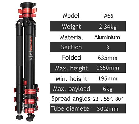 iFootage Gazelle TA6S Uprise Tripod Aluminum + iFootage Komodo K5 Fluid Head