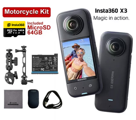 Insta360 One X3 360° Camera Motorcycle Bundle Kit