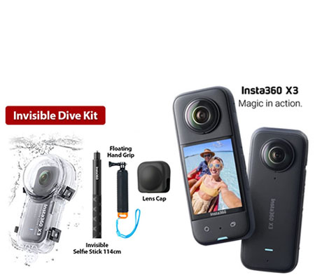 Insta360 One X3 360° Camera Invisible Dive Kit