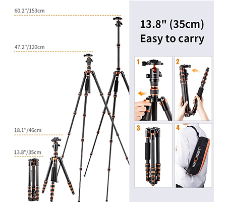 K&F Concept BA225 Carbon Fiber Tripod Monopod