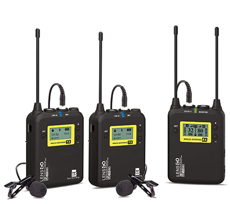 LensGo LWM-328C TX+TX+RX Dual Wireless Omni Lavalier Microphone System