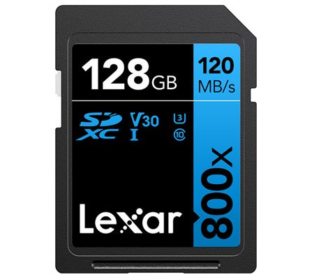 Lexar SDXC 128GB High-Performance 800x UHS-I V30 (Read 120MB/s and Write 45MB/s)