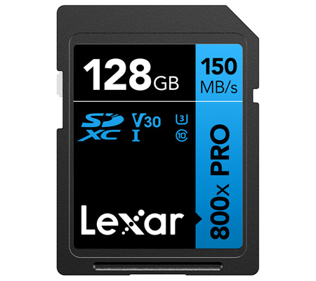 Lexar SDXC 128GB High-Performance 800x PRO UHS-I V30 (Read 150MB/s and Write 45MB/s)