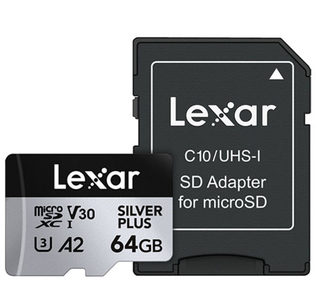 Lexar Micro SDXC 64GB Silver Plus UHS-I V30 (Read 205MB/s and Write 100MB/s)