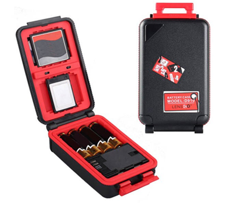 LensGo D910 Camera Battery and Memory Case Red
