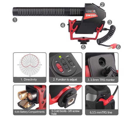 LensGo LYM-DM200 Stereo Shotgun Microphone