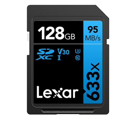 Lexar SDXC 128GB High-Performance 633x UHS-I V30 (Read 95MB/s and Write 20MB/s)