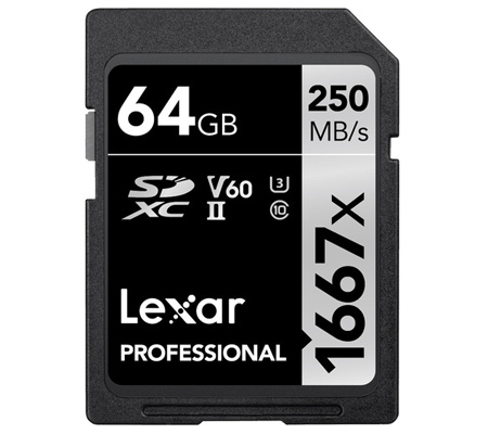 Lexar SDXC 64GB Professional 1667x UHS-II V60 (Read 250MB/s and Write 120MB/s)