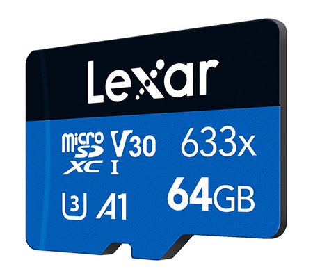 Lexar Micro SDXC 64GB 633x UHS-I V30 (Read 100MB/s and Write 45MB/s)